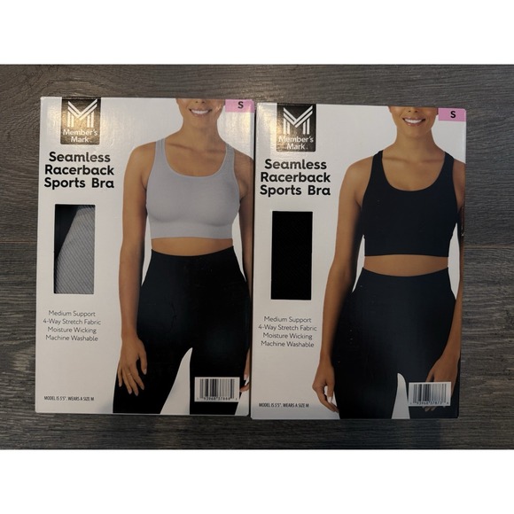 Member's Mark Other - Member's Mark Women's Small Black Silver Sports Seamless Bra Racerback Lot Of 2